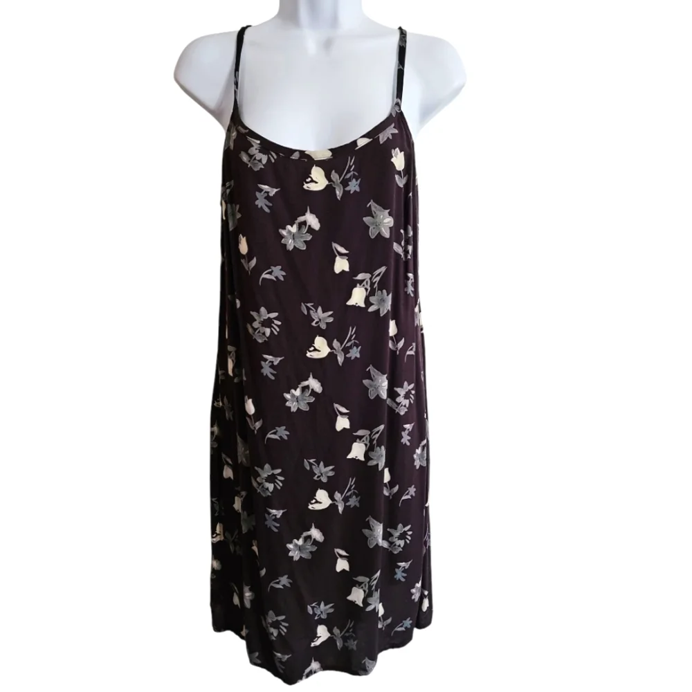 Rampage Women’s 6 Slip Dress Brown Floral Rayon Mini 90s Grunge Festival Rare - Picture 2 of 6
